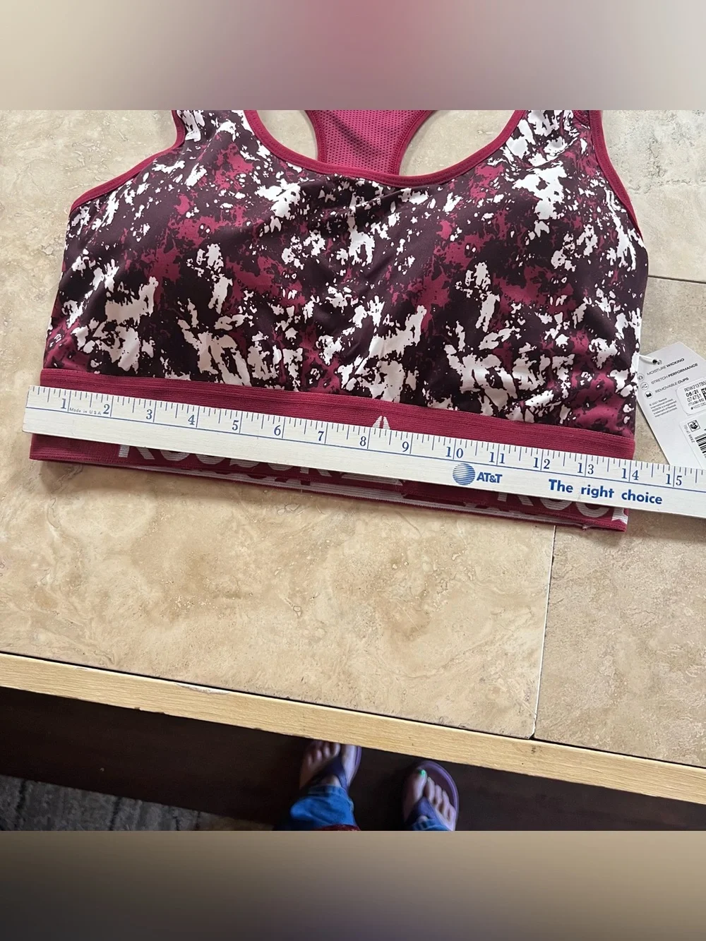 NWT Reebok Performance Bra XL Berry Tie Dye Racerback Moisture Wicking Abstract